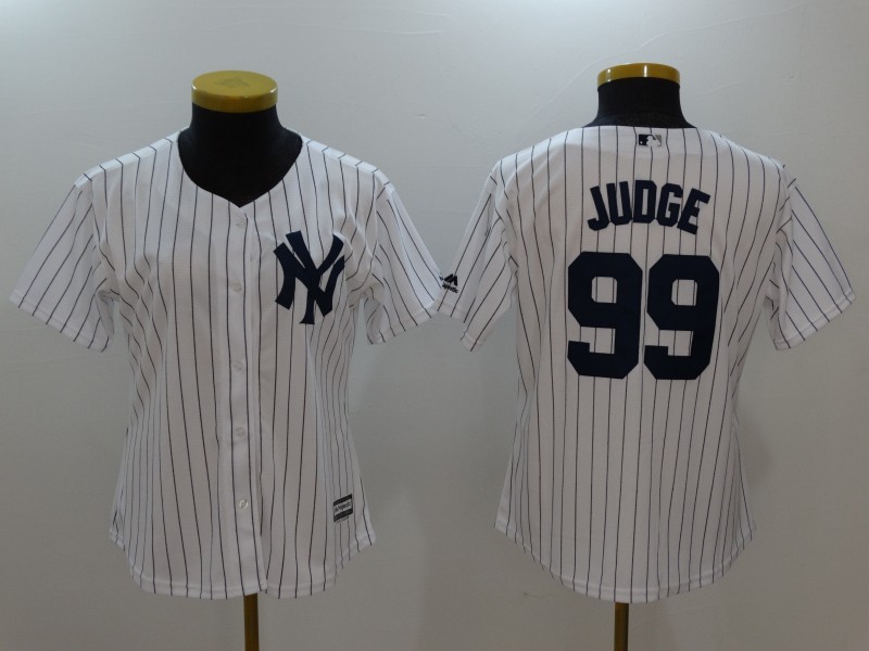 Women's New York Yankees #99 Aaron Judge White Cool Base Stitched MLB Jersey(Run Small)